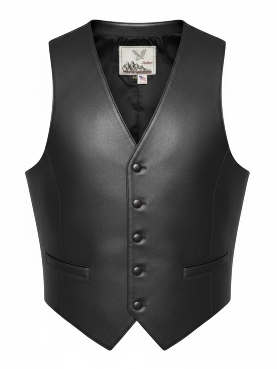 Adler Other - Adler Men’s Leather Vest Black Size 44/XL Vintage Biker Wester